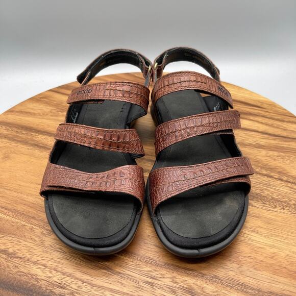 Ecco Flutter Sandals Womens Size 9 / 40 Brown Leather Strappy Comfort Casual - Picture 2 of 8